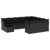 vidaXL 11-tlg. Garten-Sofagarnitur mit Kissen Schwarz Poly Rattan
