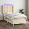 vidaXL Boxspringbett mit Matratze & LED Creme 90x190 cm Stoff