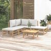 vidaXL 6-tlg. Garten-Lounge-Set mit Hellgrauen Kissen Bambus