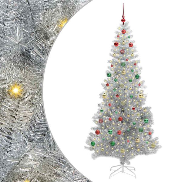 vidaXL Weihnachtsbaum mit 300 LEDs mit St&auml;nder Silber 240 cm PET