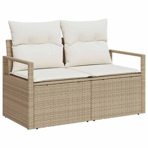 vidaXL Garten-Sofa mit Kissen 120 x 62 x 69 cm Poly-Rattan