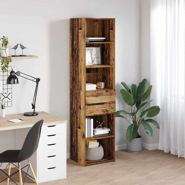 vidaXL Highboard Altholz 45 x 42,5 x 185 cm Holzwerkstoff
