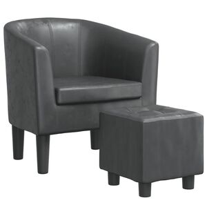 vidaXL Clubsessel mit Fu&szlig;hocker Grau Kunstleder