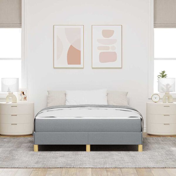 vidaXL Boxspringbett mit Matratze Hellgrau 140 x 200 cm Stoff
