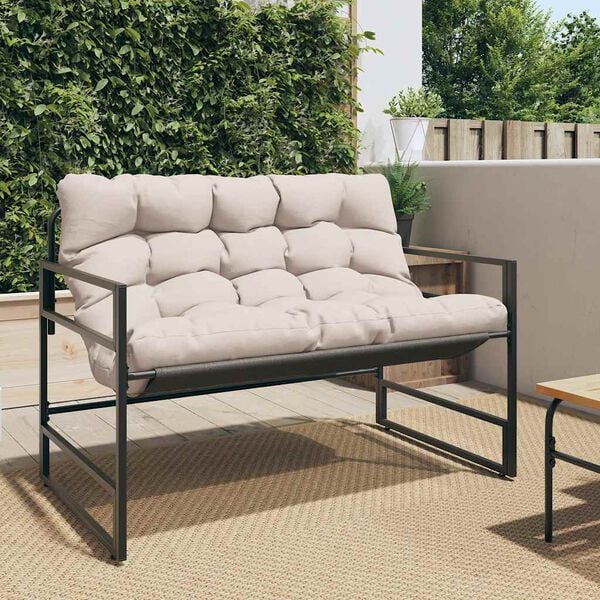 vidaXL Gartenbank mit Kissen Taupe 113 cm Stahl