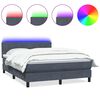 vidaXL Boxspringbett mit Matratze & LED Dunkelgrau 160x210 cm Samt