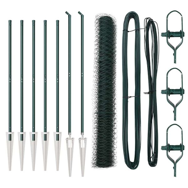 vidaXL Zaunpfosten Gr&uuml;n 10 x 1,4 m (36 mm Maschenweite) Stahl und PVC