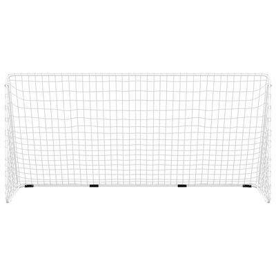 vidaXL Fußballtor mit Netz Weiß 366x122x182 cm Stahl