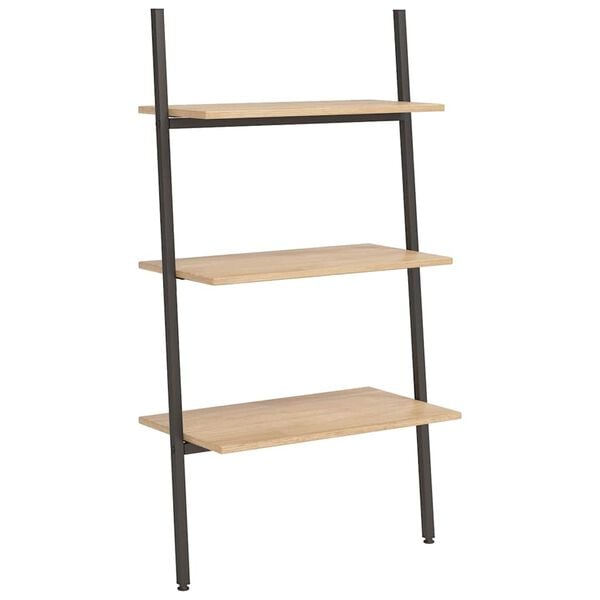 vidaXL Anlehnregal mit 3 Ablagen Hellbraun und Schwarz 64x34x116 cm
