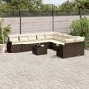 vidaXL 11-tlg. Garten-Sofagarnitur mit Kissen Braun Poly Rattan