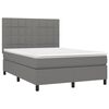 vidaXL Boxspringbett mit Matratze & LED Dunkelgrau 140x190 cm Stoff