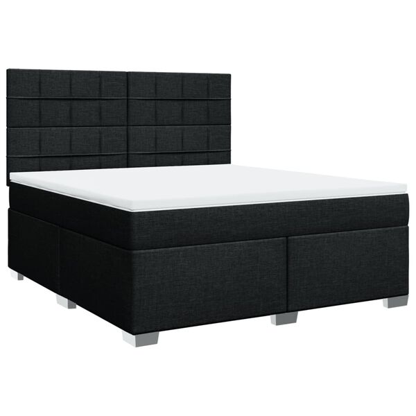 vidaXL Boxspringbett mit Matratze Schwarz 180x200 cm Stoff