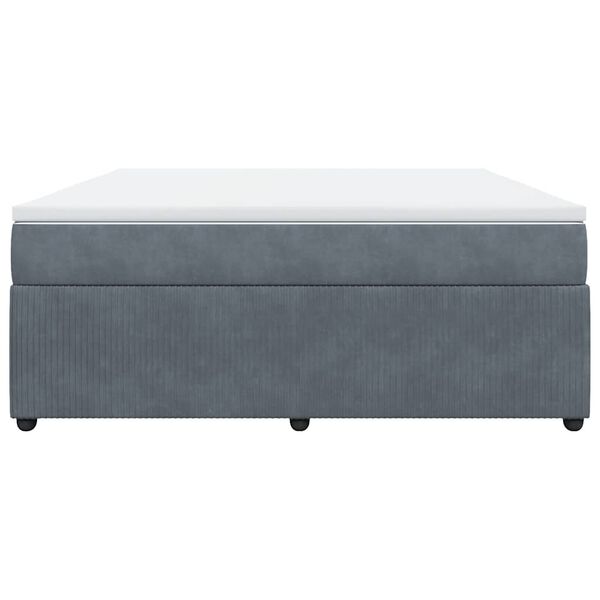 vidaXL Boxspringbett mit Matratze Dunkelgrau 180x200 cm Samt