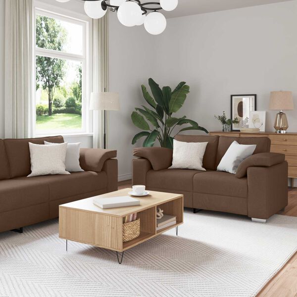 vidaXL Sofa 3 pcs Braun 219 x 80 x 82 cm Leinenmischgewebe