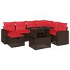 vidaXL 8-teiliges Gartensofa-Set mit Kissen, braun, Polyrattan