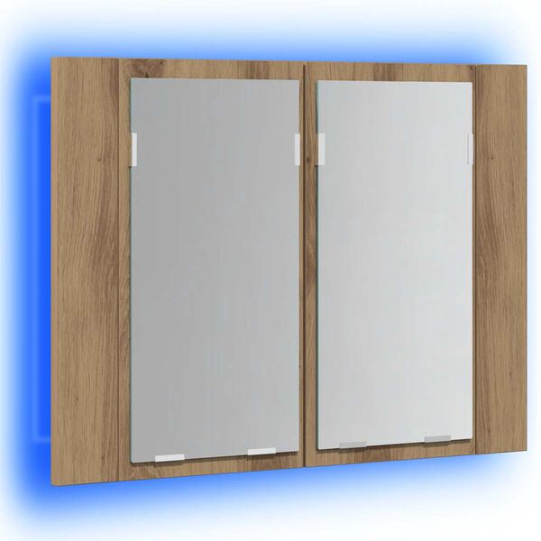 vidaXL LED-Spiegelschrank Artisan-Eiche 60x12x45 cm Holzwerkstoff