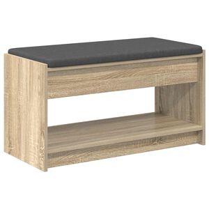 vidaXL Flurbank mit Kissen mit Regal Sonoma-Eiche 83 x 38 x 45 cm
