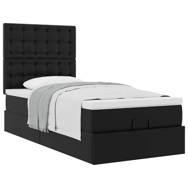 vidaXL Ottoman-Bett mit Matratze Schwarz 90x190 cm Kunstleder