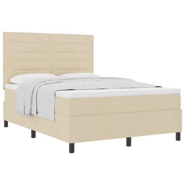 vidaXL Boxspringbett mit Matratze Creme 140 x 200 cm Stoff