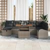 vidaXL Gartensofa-set mit Kissen mit Speicher 9 pcs Grau Poly-Rattan