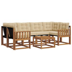 vidaXL Outdoor-Sofagarnitur mit Kissen 7 pcs Natur und Beige
