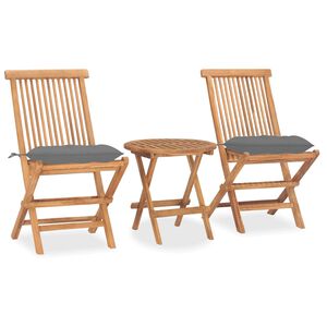 vidaXL 3-tlg. Garten-Essgruppe mit Kissen Klappbar Massivholz Teak