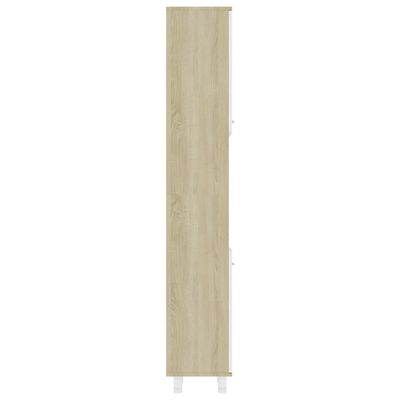 vidaXL Badezimmerschrank Weiß Sonoma-Eiche 30x30x179 cm Holzwerkstoff