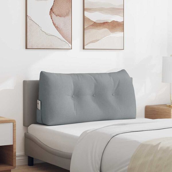 vidaXL R&uuml;cken Kissen Hellgrau 100 x 24 x 50 cm Stoff