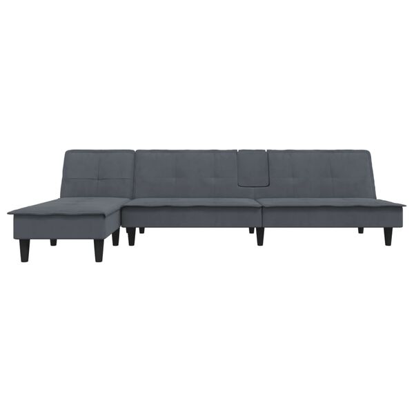 vidaXL Schlafsofa in L-Form Dunkelgrau 255x140x70 cm Samt