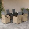 vidaXL 7-tlg. Garten-Essgruppe mit Kissen Beigemischung Poly Rattan