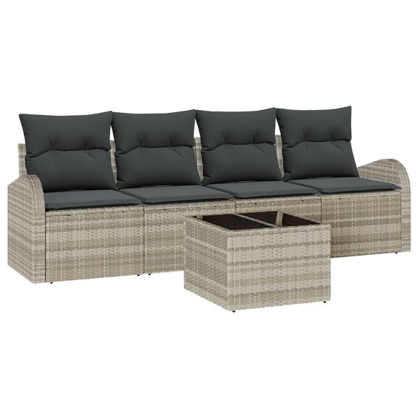 vidaXL Garten-Sofa-Set mit Kissen 5 pcs Hellgrau und Dunkelgrau