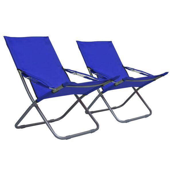 vidaXL Klappbare Strandst&uuml;hle 2 Stk. Stoff Blau