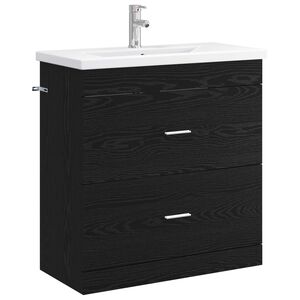 vidaXL Badezimmerm&ouml;bel-Set Schwarze Eiche 81 x 40 x 84,5 cm