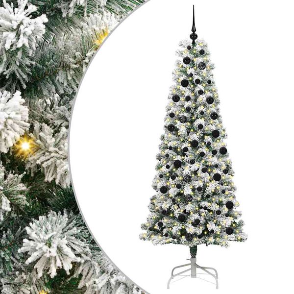 vidaXL K&uuml;nstlicher klappbarer Weihnachtsbaum Gr&uuml;n und Wei&szlig; 210 cm