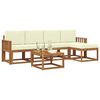 vidaXL Outdoor-Sofagarnitur 6 pcs Natur und Creme Massivholz Akazie
