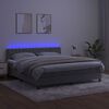vidaXL Boxspringbett mit Matratze & LED Hellgrau 160x200 cm Samt