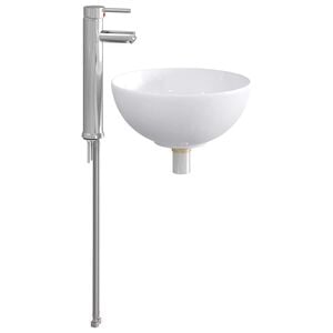 vidaXL Waschbecken mit Wasserhahn und Abfluss Chrom 32 x 32 x 13 cm