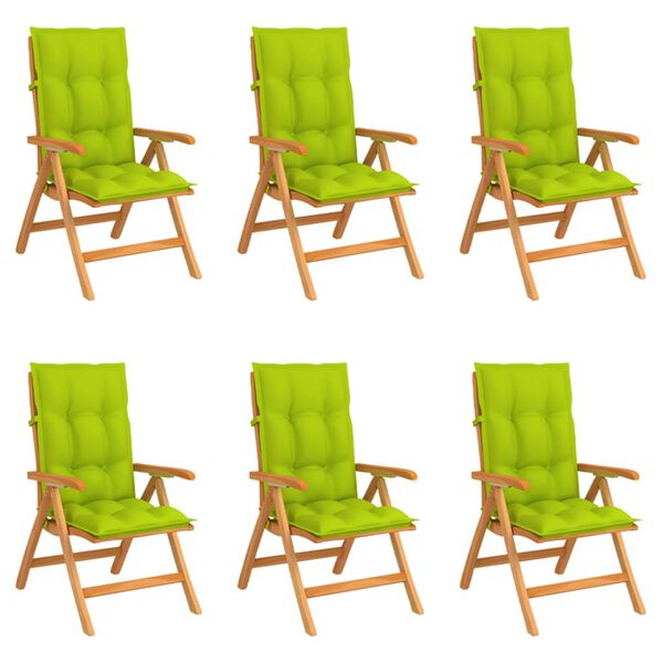 vidaXL Verstellbare Gartenst&uuml;hle mit Auflagen 6 Stk. Massivholz Teak