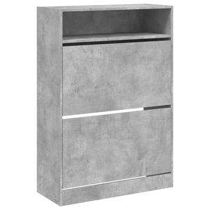 vidaXL Schuhschrank mit 2 Klappen Betongrau 80x34x116 cm