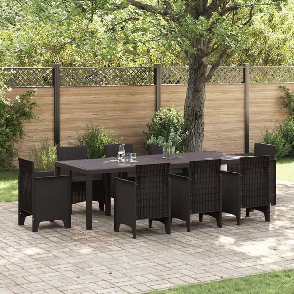 vidaXL Gartentisch Braun 250 x 100 x 73 cm Poly-Rattan