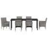 vidaXL Garten Essgruppe mit Kissen 7 pcs Grau Poly-Rattan