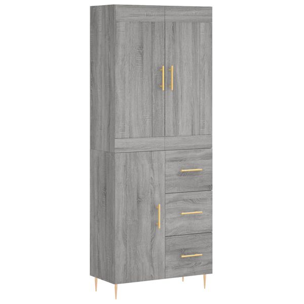 vidaXL Highboard Grau Sonoma 69,5x34x180 cm Holzwerkstoff