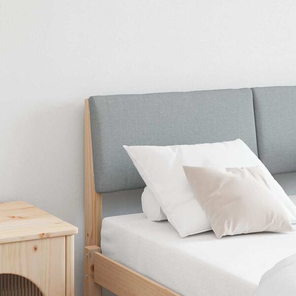 vidaXL Gepolstertes Kopfteil Hellgrau 120 cm Massives Kiefernholz