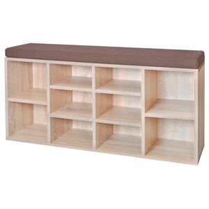 Schuhschrank Schuhbank Sitzbank 10 F&auml;cher Eichefarbe