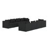 vidaXL 9-tlg. Garten-Lounge-Set mit Kissen Poly Rattan Schwarz