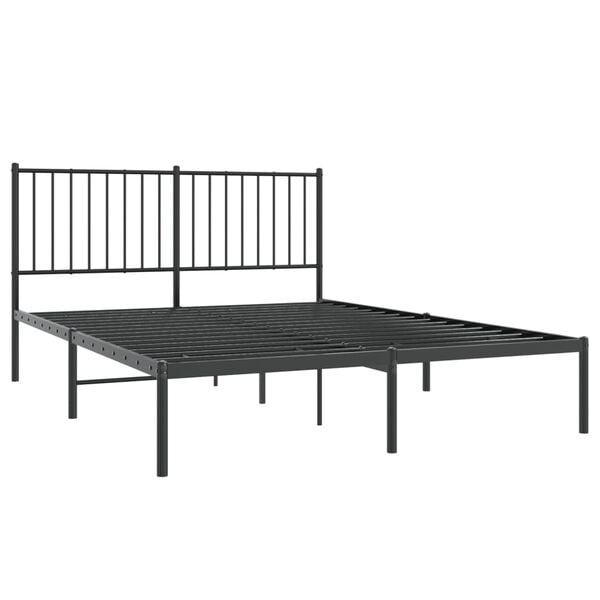 vidaXL Bettgestell mit Kopfteil Metall Schwarz 140x190 cm