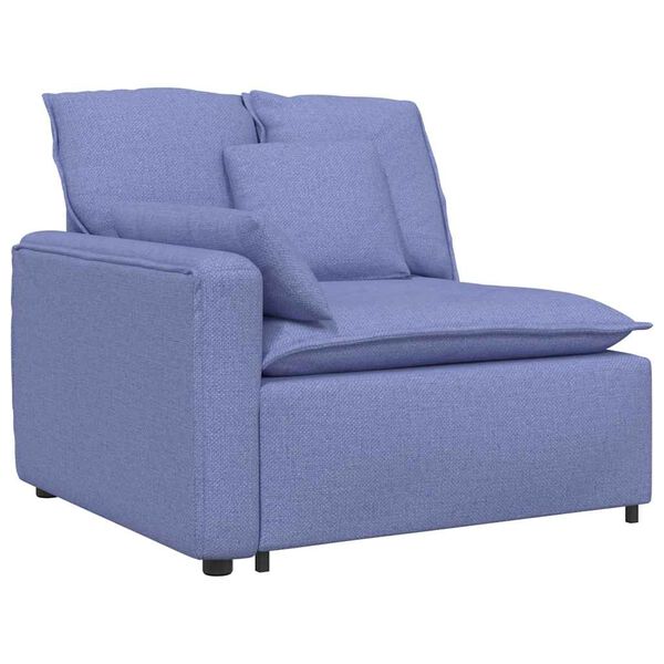 vidaXL Modulares Sofa mit Fu&szlig;hocker Kissen Stoff Jeansblau