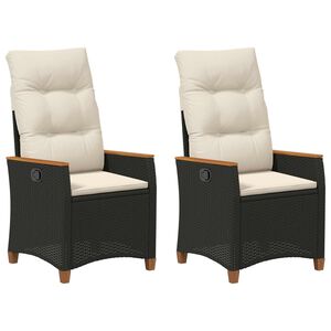 vidaXL Verstellbarer Gartenstuhl Schwarz und Creme 64 x 57,5 x 112 cm