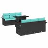vidaXL Garten-Sofa-Set mit Kissen 7 pcs Schwarz Poly Rattan