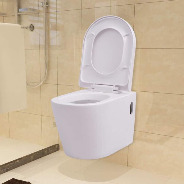 vidaXL H&auml;nge-Toilette mit Einbau-Sp&uuml;lkasten Keramik Wei&szlig;